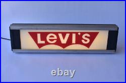 Reverse Painted Glass Levis Advertising Sign NPI Neon Products Vintage Antique