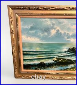 Roberton Oil Painting Seascape Ocean Beach Large 56 X32 Framed Signed Vtg Roberton Oil Painting Seascape Ocean Beach Large 56 X32 Framed Signed Vtg