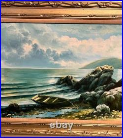 Roberton Oil Painting Seascape Ocean Beach Large 56 X32 Framed Signed Vtg Roberton Oil Painting Seascape Ocean Beach Large 56 X32 Framed Signed Vtg