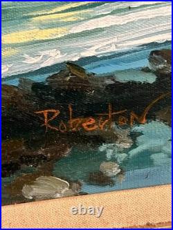 Roberton Oil Painting Seascape Ocean Beach Large 56 X32 Framed Signed Vtg Roberton Oil Painting Seascape Ocean Beach Large 56 X32 Framed Signed Vtg