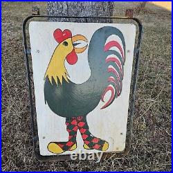 Rooster Vintage Hand Painted Two Sided Sign From Store Front