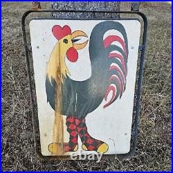 Rooster Vintage Hand Painted Two Sided Sign From Store Front