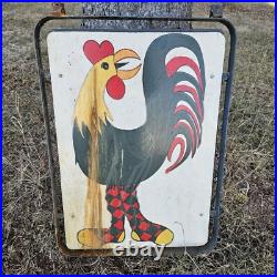 Rooster Vintage Hand Painted Two Sided Sign From Store Front