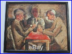 Ruth Carrol Painting Wpa Era Poker Card Players Ashcan New York Modernism Vntg