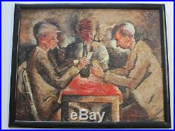 Ruth Carrol Painting Wpa Era Poker Card Players Ashcan New York Modernism Vntg