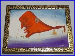 SALVADOR DALI OIL ON CANVAS PAINTING Signed And Stamped Vtg Art