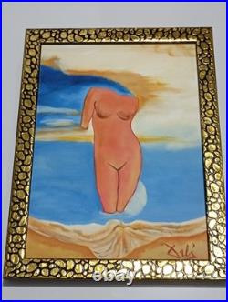 SALVADOR DALI OIL ON CANVAS PAINTING Signed And Stamped Vtg Art