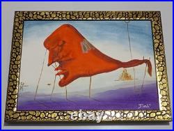 SALVADOR DALI OIL ON CANVAS PAINTING Signed And Stamped Vtg Art