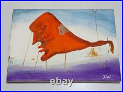 SALVADOR DALI OIL ON CANVAS PAINTING Signed And Stamped Vtg Art
