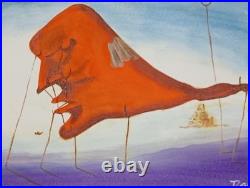 SALVADOR DALI OIL ON CANVAS PAINTING Signed And Stamped Vtg Art
