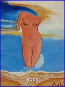SALVADOR DALI OIL ON CANVAS PAINTING Signed And Stamped Vtg Art