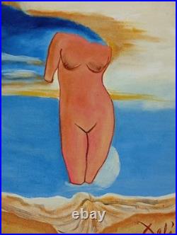 SALVADOR DALI OIL ON CANVAS PAINTING Signed And Stamped Vtg Art