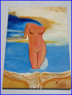 SALVADOR DALI OIL ON CANVAS PAINTING Signed And Stamped Vtg Art