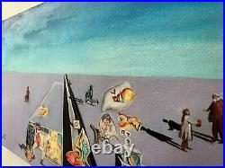 SALVADOR DALI Oil on Canvas Painting Signed and Stamped Vintage art (Handmade)