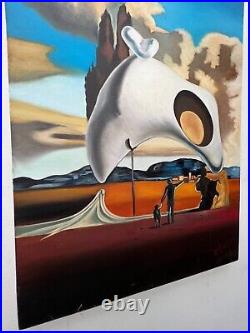 SALVADOR DALÍ, handmade oil on canvas, signed, (Unframed) 50X70 cm vtg art