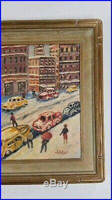 SAMUEL ROTHBORT Vintage WPA Era New York City Street Scene Ashcan Oil Painting