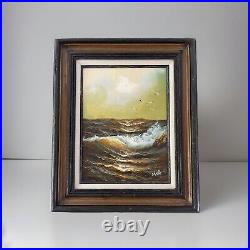 SEASCAPE Coast Ocean Painting Original Hand Painted Waves Beach Signed Vtg