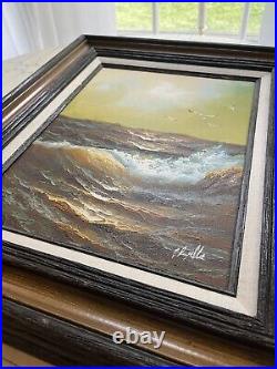 SEASCAPE Coast Ocean Painting Original Hand Painted Waves Beach Signed Vtg