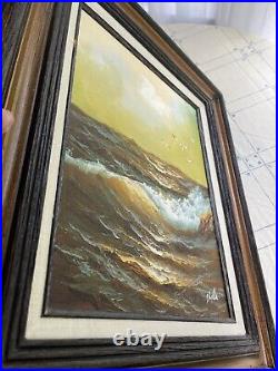 SEASCAPE Coast Ocean Painting Original Hand Painted Waves Beach Signed Vtg