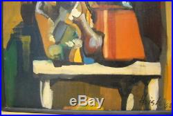 SENSATIONAL vintage 1962 MID CENTURY MODERN ABSTRACT PAINTING signed HUISH