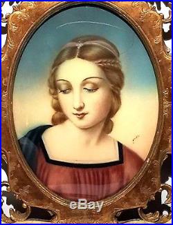 Spectacular Mary Magdalene Signed Vintage Portrait Study Painting Ornate Frame