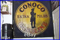 SUPER RARE Vintage Conoco Sand Paint Sign Minuteman
