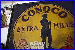 SUPER RARE Vintage Conoco Sand Paint Sign Minuteman