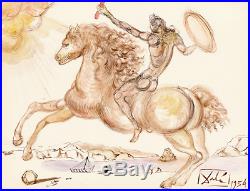 Salvador Dali Original Hand Signed Vintage Painting Horse Rider Modern Art Rare