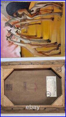 Salvador Dalí Painting on canvas (handmade) vtg art signed and stamped