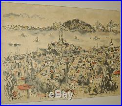 San Francisco Cityscape Watercolor Painting Vintage 1969 Yamaguti Yoshitsugu