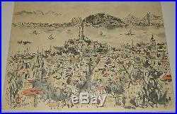 San Francisco Cityscape Watercolor Painting Vintage 1969 Yamaguti Yoshitsugu