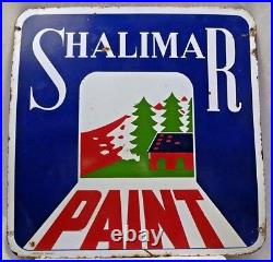 Shalimar Paint Advertise Sign X-mas Tree Vintage Enamel Porcelain Collectibles
