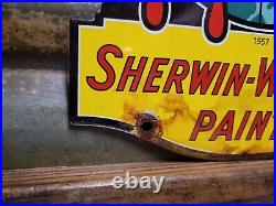Sherwin Williams Vintage Porcelain Sign Hardware Paint Can Cover The Earth Gas