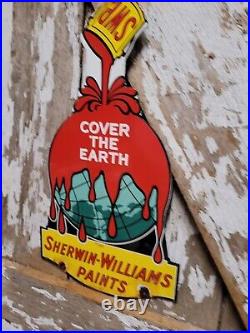 Sherwin Williams Vintage Porcelain Sign Old Hardware Paint Can Cover The Earth