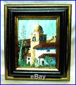 Signed Estate Found Vintage California Mission Oil Painting on Canvas (Framed)