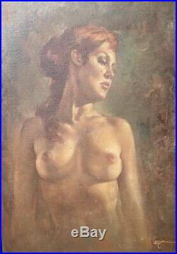 Signed Female nude Oil Painting by California artist Leo Jansen Ornate Frame