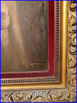 Signed Female nude Oil Painting by California artist Leo Jansen Ornate Frame