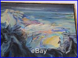 Signed Large Painting Vintage Abstract Expressionism Wild Horses Impressionism