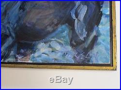 Signed Large Painting Vintage Abstract Expressionism Wild Horses Impressionism