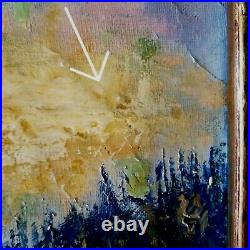 Signed ORIGINAL VTG OIL PAINTING 40 WESTERN MOUNTAIN LANDSCAPE Segundo Huertas