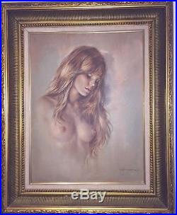 Signed Original Leo Jansen Nude Oil Painting Vintage 1970's Plaboy Artist