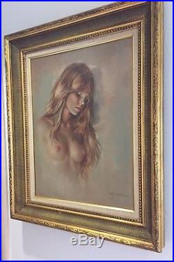 Signed Original Leo Jansen Nude Oil Painting Vintage 1970's Plaboy Artist