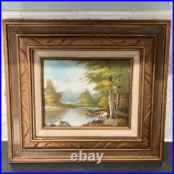 Signed Original Markey Framed Oil Painting River Landscape 18x16 VTG STUNNING