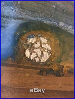 Signed Original Mid Century Painting VINTAGE Abstract Oil On Artist Board DANT