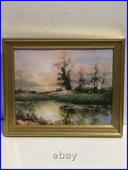 Signed Original Painting On Canvas Hamilton Framed Vtg