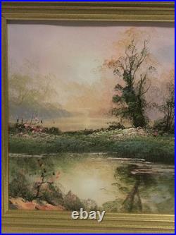 Signed Original Painting On Canvas Hamilton Framed Vtg