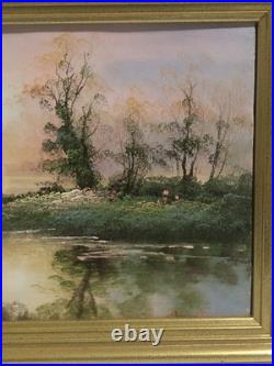 Signed Original Painting On Canvas Hamilton Framed Vtg