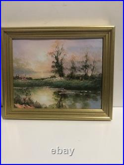 Signed Original Painting On Canvas Hamilton Framed Vtg