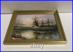 Signed Original Painting On Canvas Hamilton Framed Vtg