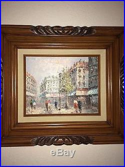 Signed Original Street Scene Oil Canvas Painting by Caroline Burnett Vintage